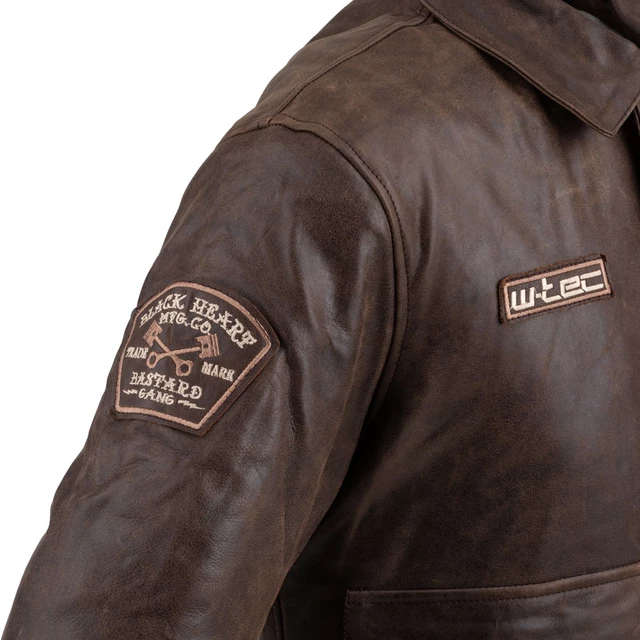 Męska skórzana kurtka motocyklowa W-TEC Black Heart Bomber - Brązowy Vintage