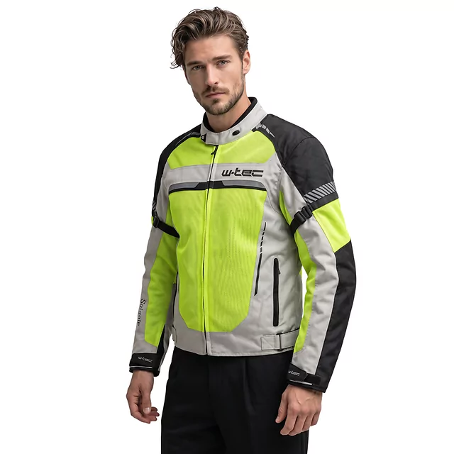 Męska kurtka motocyklowa letnia W-TEC Saigair - Fluo Yellow-Black
