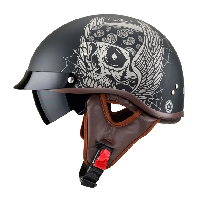 Kask motocyklowy choppera otwarty W-TEC Black Heart Longroad - Skrzydła Czaszki - Skrzydła Czaszki