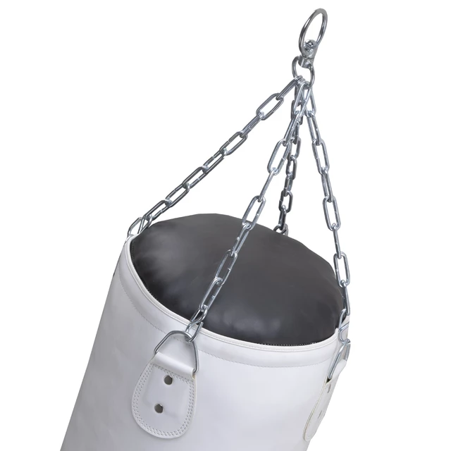 Worek bokserski treningowy inSPORTline Robkin 35x150cm ∙ waga 40 kg ∙ skóra syntetyczna ∙ z łańcuchami - Czarno-biały