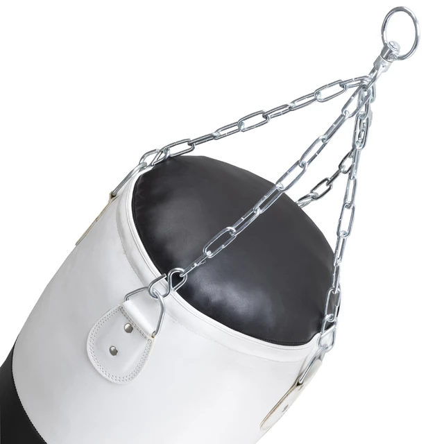 Worek bokserski treningowy inSPORTline Robkin 35x120cm ∙ waga 33 kg ∙ skóra syntetyczna ∙ z łańcuchami - Czarno-biały