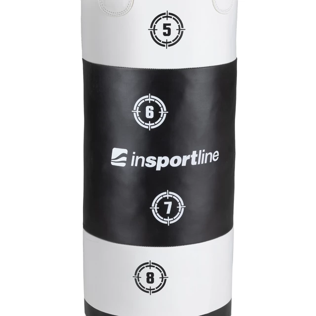 Worek bokserski inSPORTline Robkin 35x90cm ∙ waga 25kg ∙ skóra syntetyczna ∙ z łańcuchami - Czarno-biały