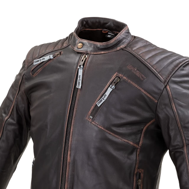 Skórzana męska kurtka motocyklowa W-TEC Embracer - Vintage ciemnobrązowy