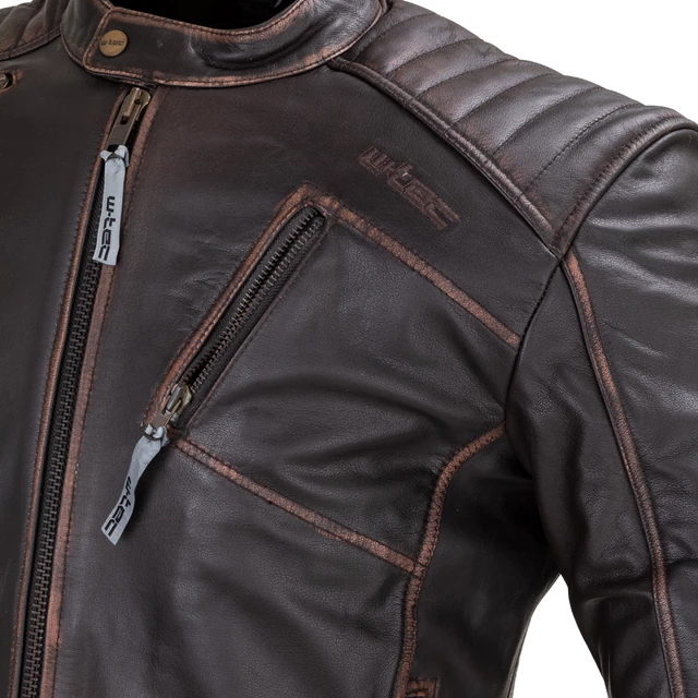 Skórzana męska kurtka motocyklowa W-TEC Embracer - Vintage ciemnobrązowy