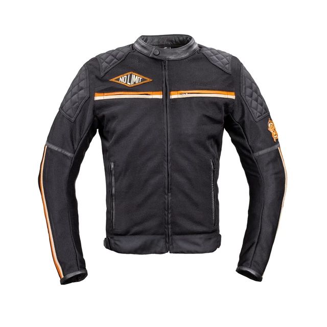 Letnia kurtka motocyklowa W-TEC 2Stripe - Czarno-pomarańczowo-beżowy - Czarno-pomarańczowo-beżowy
