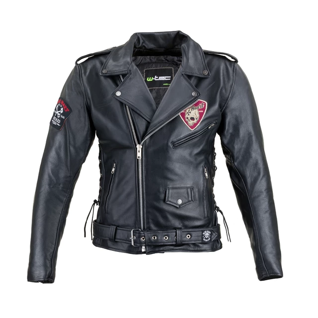 Skórzana kurtka motocyklowe W-TEC Black Heart Perfectis - Czarny - Czarny