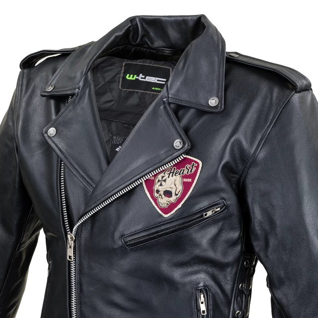 Skórzana kurtka motocyklowe W-TEC Black Heart Perfectis - Czarny