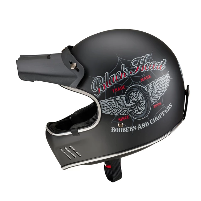 Kask motocyklowy otwarty W-TEC Black Heart Retron ∙ Vintage ∙ 1100 g ∙ ECE 22-05 - Gniewny Czarny