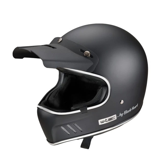 Kask motocyklowy otwarty W-TEC Black Heart Retron ∙ Vintage ∙ 1100 g ∙ ECE 22-05 - Gniewny Czarny - Prosty czarny