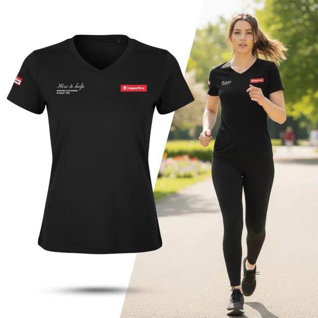 Koszulka damska inSPORTline Signature ∙ 100% bawełna ∙ wygodny krój ∙ duże logo na plecach - mocca - Czarny
