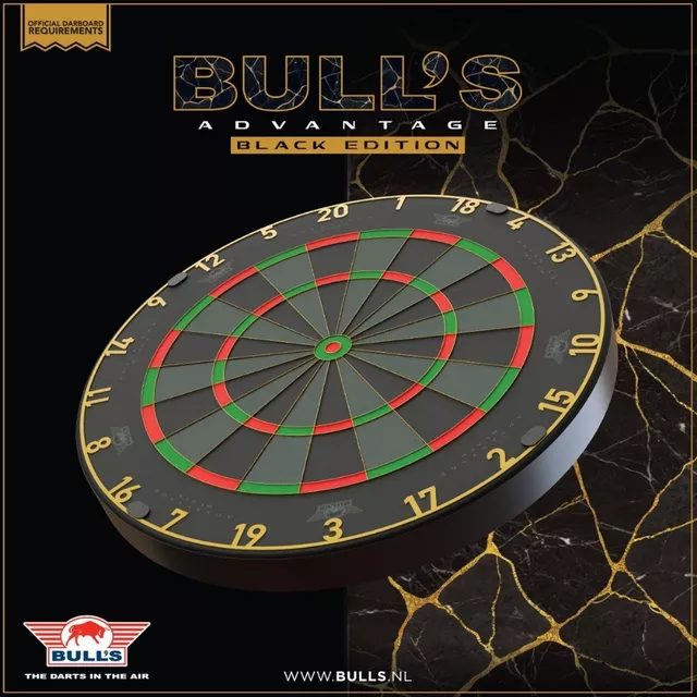 Tarcza sizalowa do darta Bull's Advantage Black Edition ∙ profesjonalna ∙ afrykański sizal ∙ ultracienkie ożebrowanie
