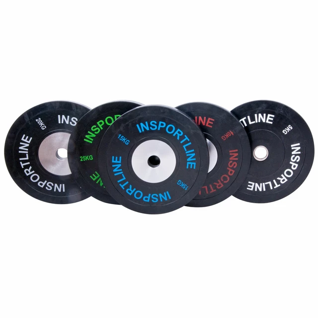Obciążenie gumowe inSPORTline Bumper Plate 20 kg ∙ żeliwo chromowane ∙ otwór olimpijski 50 mm ∙ odporne na uderzenia ∙ gumowane