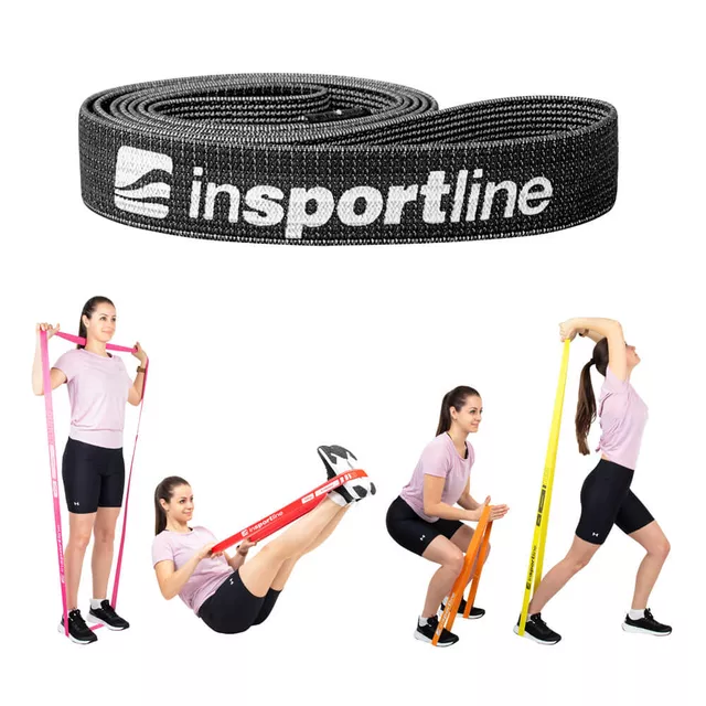 Guma oporowa (opaska) do ćwiczeń inSPORTline Rand XXX Strong ∙ 208 × 3,3 cm ∙ opór do 17 kg - Ciemny szary