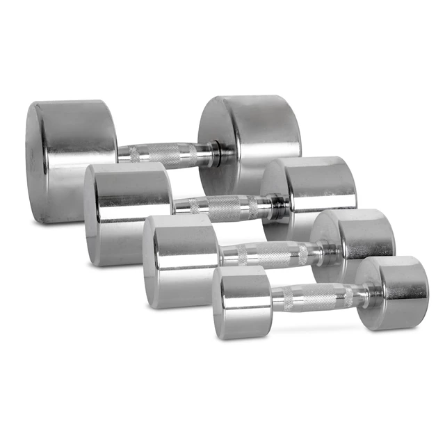 Hantle chromowane inSPORTline Crossteel 1-14 kg ∙ stalowa powłoka ∙ antypoślizgowy chwyt