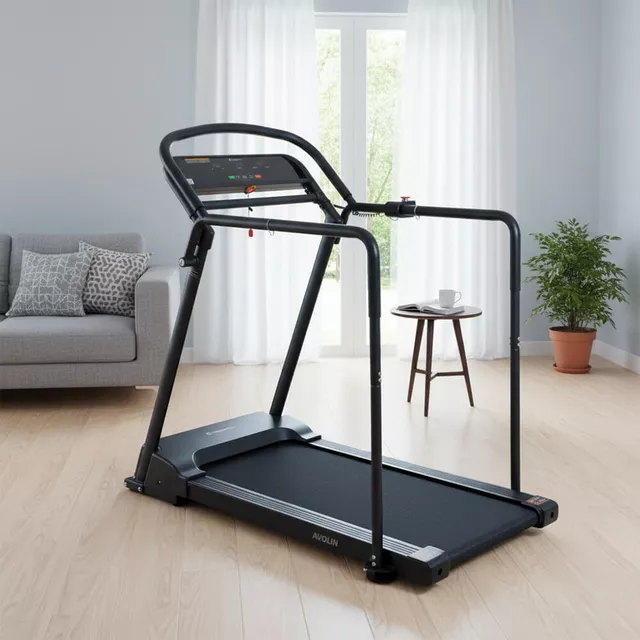 Bieżnia elektryczna rehabilitacyjna inSPORTline Avolin z poręczami do chodzenia ∙ Bluetooth ∙ aplikacje ∙ prędkość 0,3-8 km/h ∙ nośność 150 kg