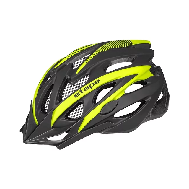 Kask rowerowy Etape Twister ∙ 25 otworów wentylacyjnych ∙ siatka na owady ∙ odpinany daszek ∙ elementy odblaskowe