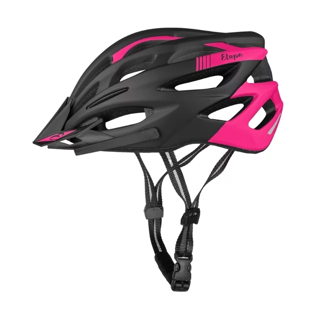 Kask rowerowy Etape Vesper ∙ technologia in-mold ∙ waga 350 g ∙ 23 otwory wentylacyjne ∙ siatka przeciw owadom - czarny/różowy matowy