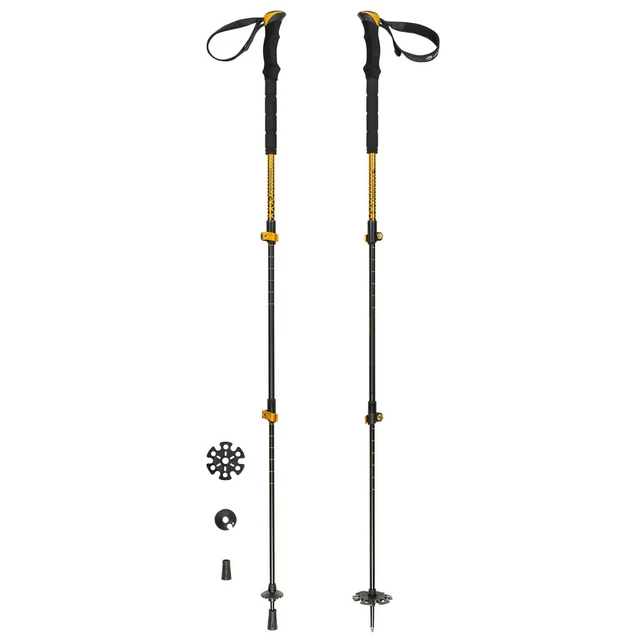 Kije trekkingowe FERRINO Mustang ∙ regulacja 65-135 cm ∙ aluminiowe 7075 ∙ 3 sekcje ∙ waga 550 g/para ∙ piankowe uchwyty ∙ groty wolframowe