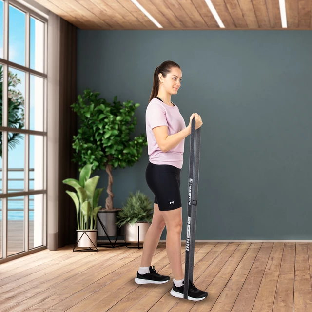 Guma oporowa inSPORTline Rand XX Strong ∙ 208×3,3 cm ∙ do ćwiczeń, rehabilitacji ∙ opór 13 kg - Szary