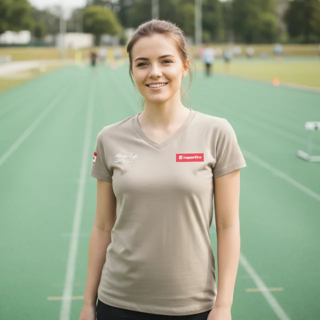 Koszulka damska inSPORTline Signature ∙ 100% bawełna ∙ wygodny krój ∙ duże logo na plecach - mocca