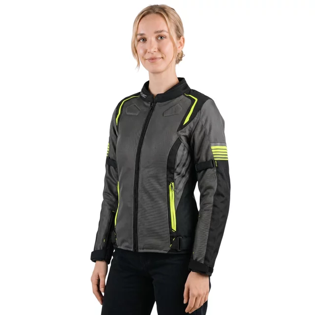 Damska letnia kurtka motocyklowa W-TEC Jelsa - szaro-fluo