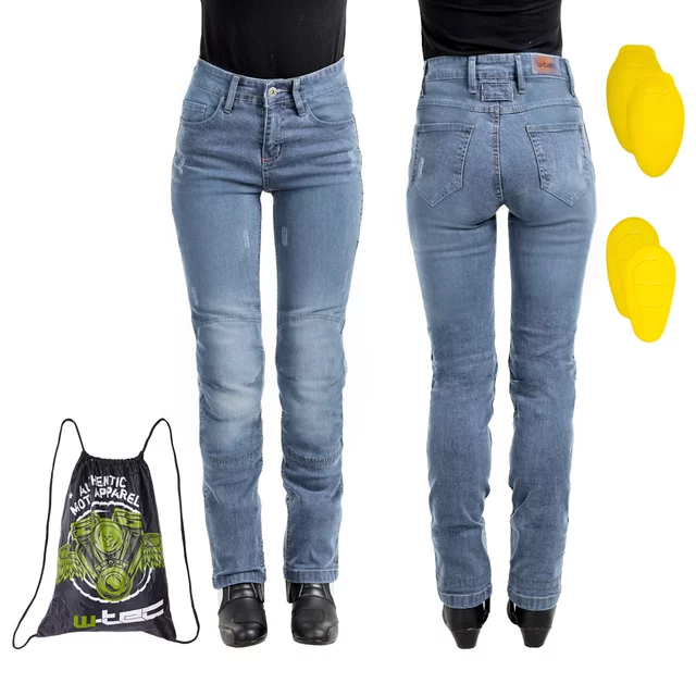 Damskie jeansowe spodnie motocyklowe W-TEC Panimali - Ciemny niebieski - Niebieski