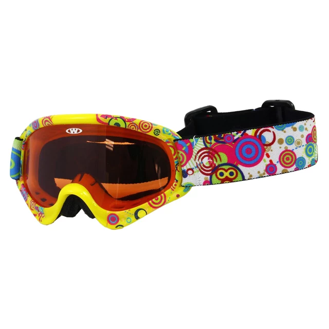 Dziecięce gogle snowboardowe WORKER Sterling z grafiką  ∙ ochrona UV ∙ anti-fog ∙ wentylacja ∙ elastyczny pasek ∙ dla dzieci - Z12-ŻÓŁTY-żółta grafika