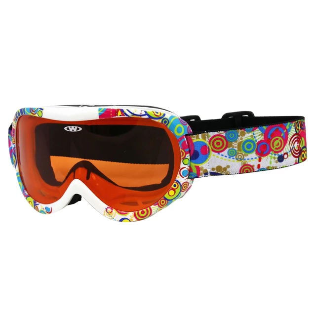 Dziecięce gogle snowboardowe WORKER Miller ∙ design z grafiką ∙ soczewki S2 pomarańczowe ∙ regulowany pasek ∙ antymgła ∙ ochrona UV - Z12- BLK- czarny