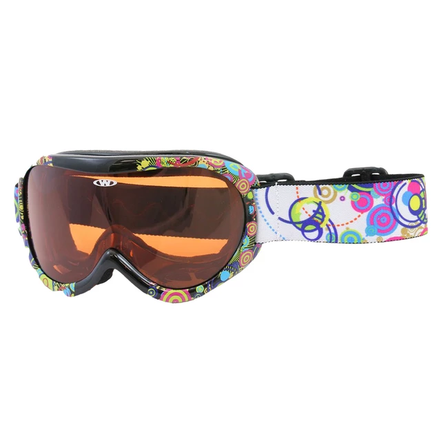 Dziecięce gogle snowboardowe WORKER Miller ∙ design z grafiką ∙ soczewki S2 pomarańczowe ∙ regulowany pasek ∙ antymgła ∙ ochrona UV - Z12- BLK- czarny - Z12- BLK- czarny