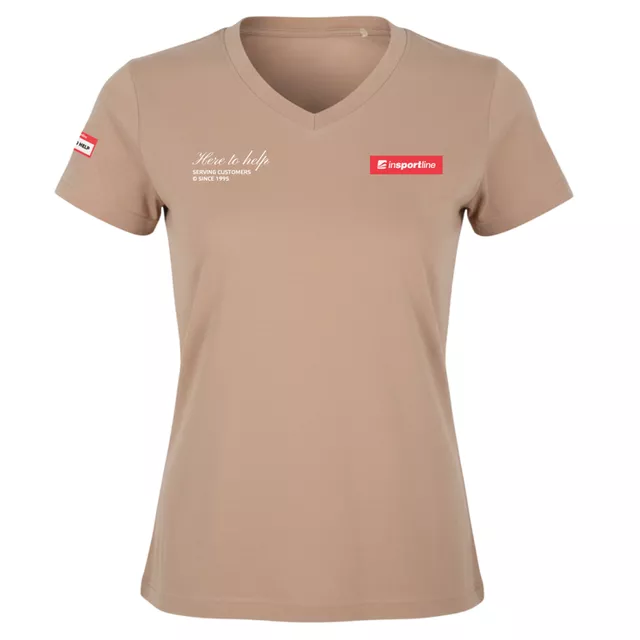 Koszulka damska inSPORTline Signature ∙ 100% bawełna ∙ wygodny krój ∙ duże logo na plecach - mocca