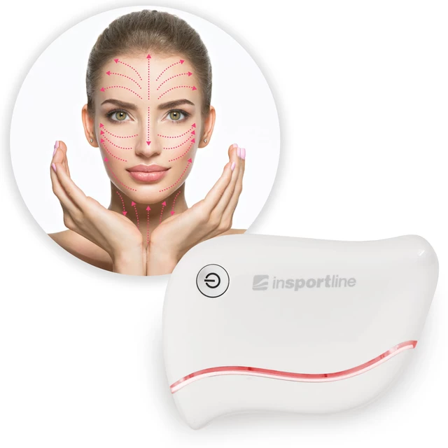 Masażer twarzy inSPORTline Lilona ∙ Gua-Sha + wibracje + LED ∙ ogrzewanie 42-46 °C ∙ 5 trybów