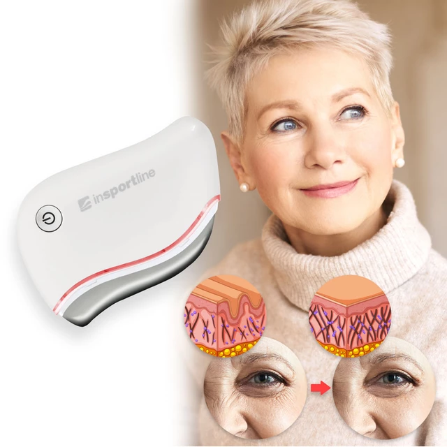 Masażer twarzy inSPORTline Lilona ∙ Gua-Sha + wibracje + LED ∙ ogrzewanie 42-46 °C ∙ 5 trybów