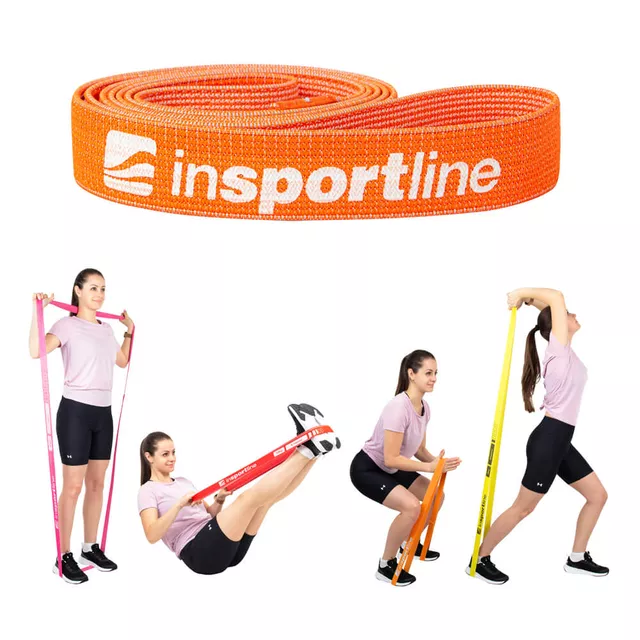 Guma oporowa, opaska do ćwiczeń inSPORTline Rand Strong ∙ opór 8 kg ∙ długość 208 cm - Pomarańczowy - Pomarańczowy