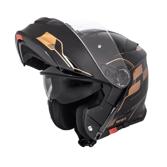 Kask motocyklowy szczękowy z blendą W-TEC Venero - Błyszczący czarno-neonowy żółty