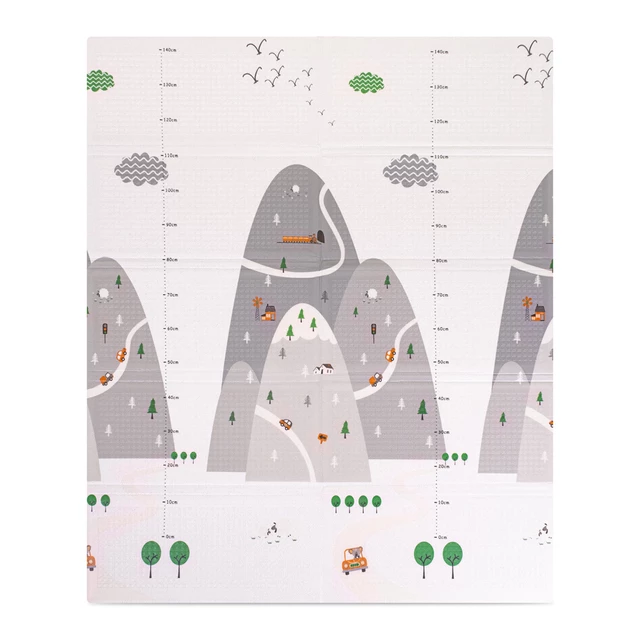 Składana mata dla dziecka inSPORTline Michlino 180x160x1,2 cm ∙ z motywem ∙ pianka XPE ∙ antypoślizgowa ∙ certyfikat EN 71 ∙ torba w zestawie - Góry/Góry Niedźwiedzie