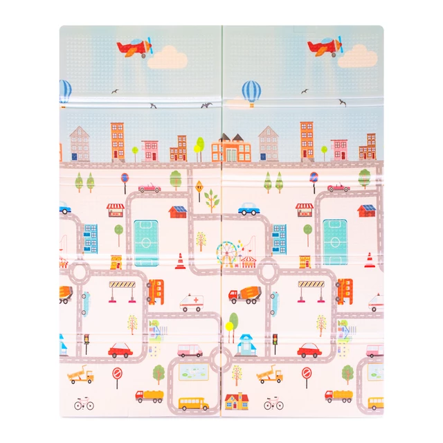 Składana mata dla dziecka inSPORTline Michlino 180x160x1,2 cm ∙ z motywem ∙ pianka XPE ∙ antypoślizgowa ∙ certyfikat EN 71 ∙ torba w zestawie - Góry/Góry Niedźwiedzie
