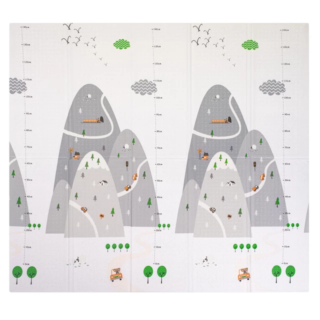 Mata składana podkładka dziecięca inSPORTline Michlino 200x180x1,2 cm ∙ z pianki XPE ∙ antypoślizgowa ∙ z torbą ∙ łatwa do czyszczenia - Miasto/Wieloryby