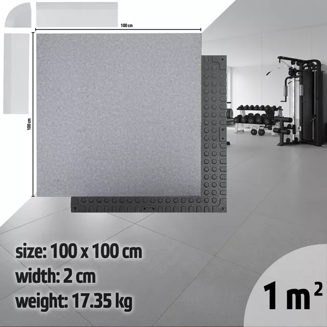 Mata ochronna / podłoga inSPORTline Luxteko Waffle 100x100x2 cm ∙ pod ciężki sprzęt siłowy ∙ struktura waffle ∙ amortyzacja uderzeń ∙ wodoodporna - drewno - marmur