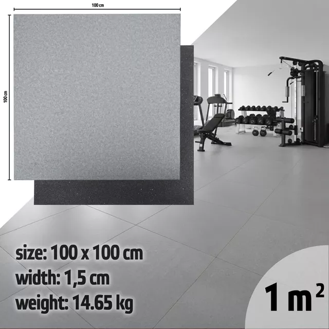 Mata ochronna inSPORTline Luxteko Flat 100x100x1,5 cm ∙ do ciężkich maszyn i hantli ∙ design drewno/marmur ∙ wysoka gęstość ∙ tłumi hałas - marmur
