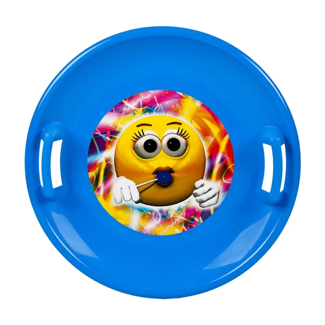 Ślizg na śnieg inSPORTline STT Jabłuszko ∙ dla dzieci ∙ nośność 50 kg ∙ utwardzony plastik - zielony kameleon - niebieska dziewczyna emoji