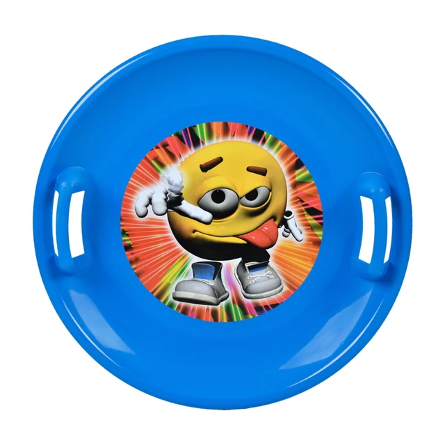 Ślizg na śnieg inSPORTline STT Jabłuszko ∙ dla dzieci ∙ nośność 50 kg ∙ utwardzony plastik - zielony kameleon - niebieski chłopiec emoji