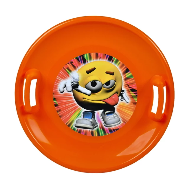 Ślizg na śnieg inSPORTline STT Jabłuszko ∙ dla dzieci ∙ nośność 50 kg ∙ utwardzony plastik - zielony kameleon - pomarańczowy chłopiec emoji