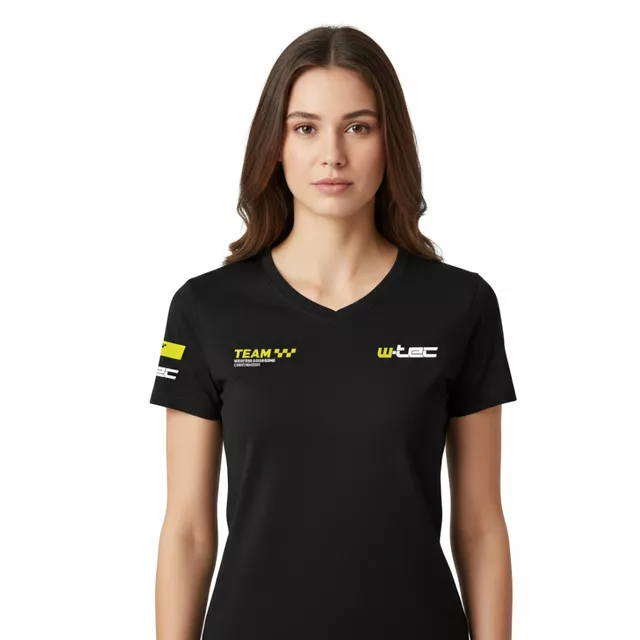 Koszulka damska W-TEC Signature ∙ 100% bawełna ∙ oddychająca ∙ miękka w dotyku ∙ dopasowany krój ∙ akcent moto - Czarny