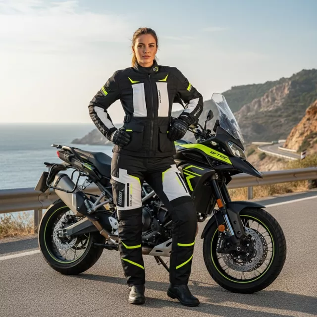 Damska kurtka motocyklowa W-TEC Warao Lady ∙ ochraniacze ce ∙ wentylacja airvent ∙ wypinana podpinka ∙ elementy odblaskowe - Czarny-fluo