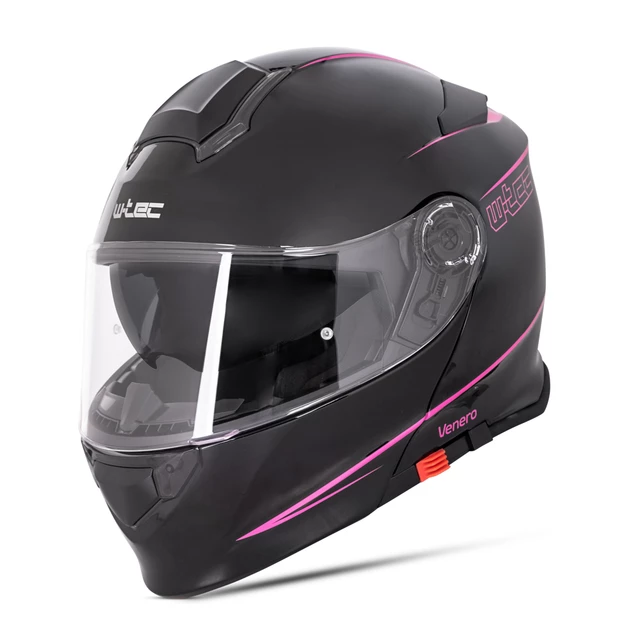 Kask motocyklowy szczękowy z blendą W-TEC Venero - Błyszczący czarno-neonowy żółty