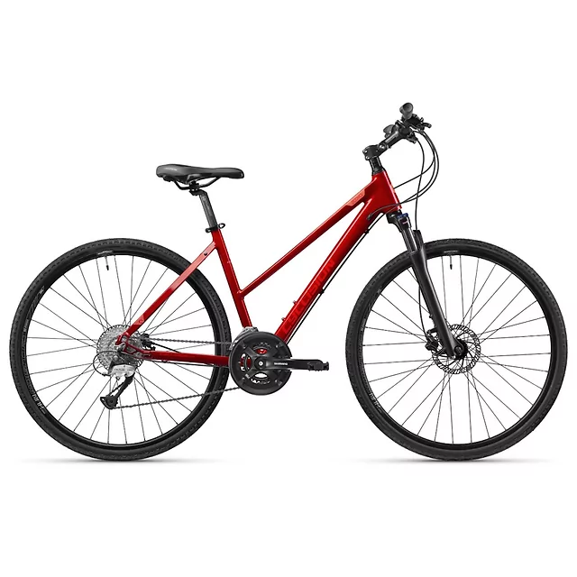 Damski rower crossowy Cyclision Zodya 3 MK-II 28" ∙ hydrauliczne hamulce Shimano ∙ amortyzowany widelec z blokadą ∙ 16 przełożeń - Blue Edge - Scarlet Red