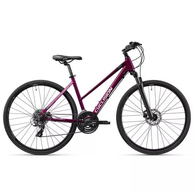 Damski rower crossowy inSPORTline Cyclision Zodya 4 MK-II 28" ∙ amortyzowany widelec ∙ 21 przełożeń Shimano ∙ hamulce tarczowe - Scarlet Red - Dark Orchid