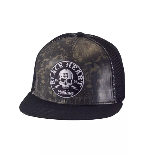 Czapka z daszkiem Black Heart Bastard Skull Trucker ∙ siatka ∙ regulowana ∙ bejsbolówka - khaki-czarny