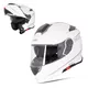 Kask motocyklowy szczękowy z blendą W-TEC Venero - Błyszczący czarno-neonowy żółty - Błyszczący biały