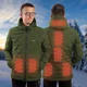 Męska kurtka ogrzewana W-TEC HEATborg ∙ 7 stref grzania ∙ 3 tryby temp. do 65°C ∙ włókno węglowe ∙ zasilanie USB ∙ wodoodporna - Khaki
